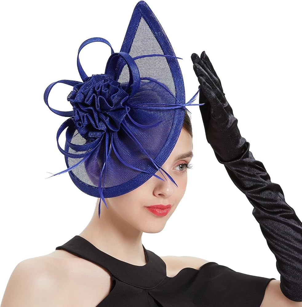 LATIMOON Fascinators for Women Derby Pillbox Hat Cocktail Tea Party Feather Headband | Amazon (US)