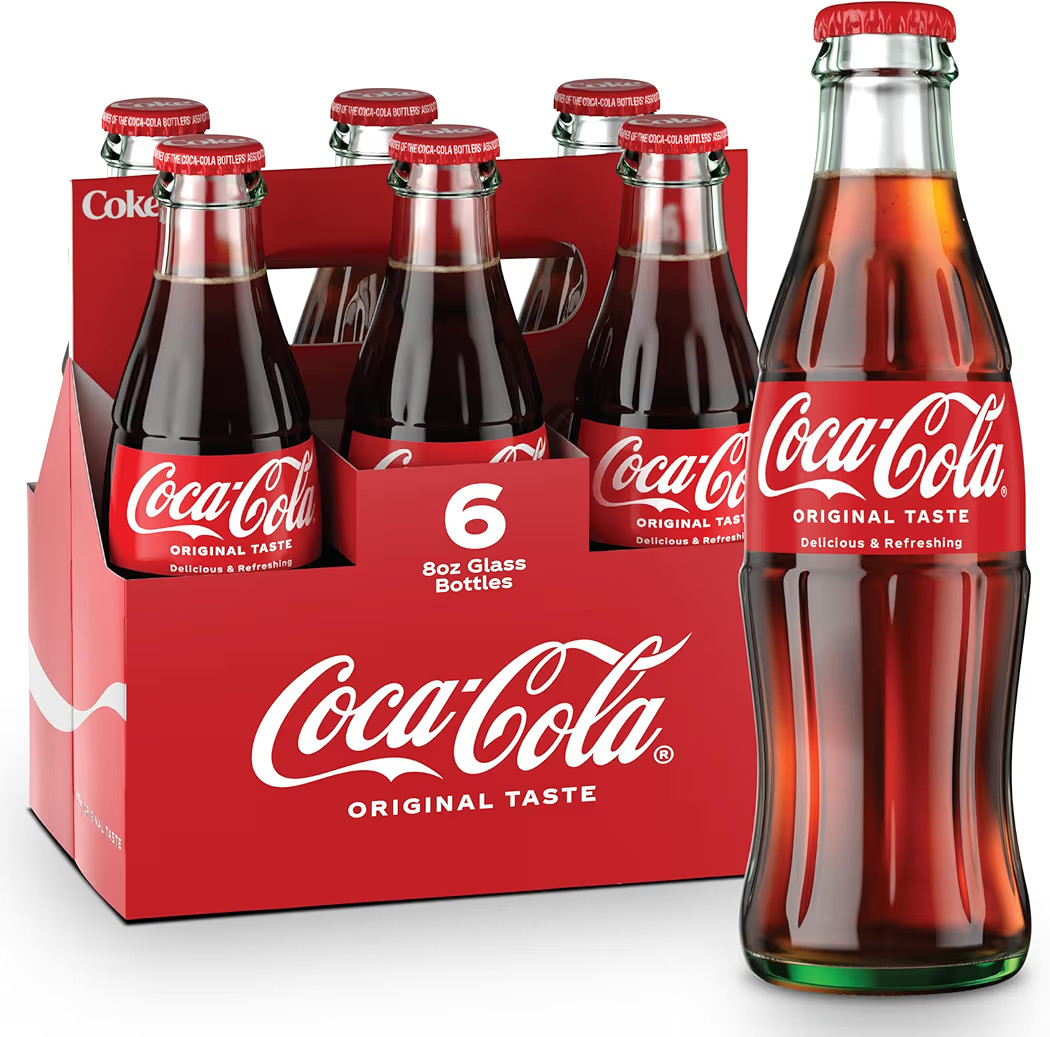 Coca-Cola Glass Bottle, 8 fl oz, 6 Pack | Amazon (US)