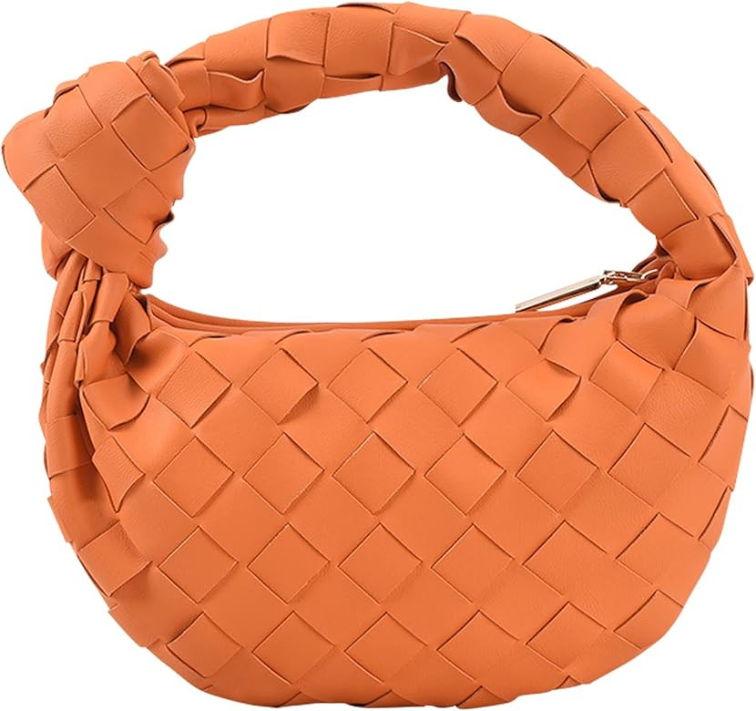 JYG Knoted Woven Handbag for Women Fashion Designer Ladies Hobo Bag Bucket Purse Faux Leather | Amazon (US)