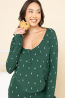 Sleep Tight Long Sleeve Henley - Holiday Pine | POPFLEX