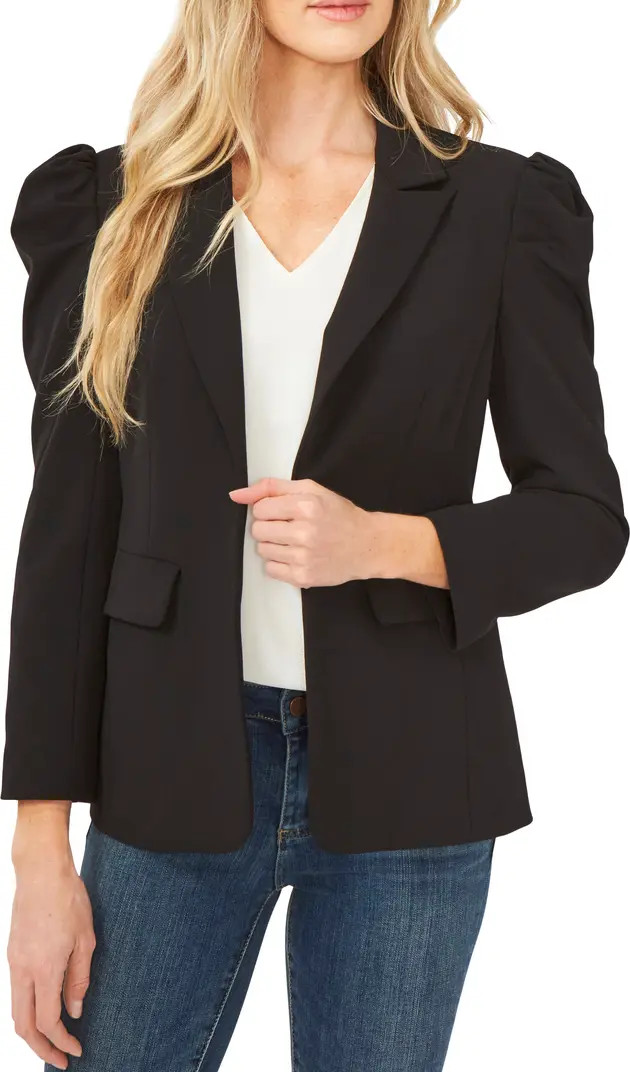 Puff Shoulder Open Front Ponte Blazer | Nordstrom