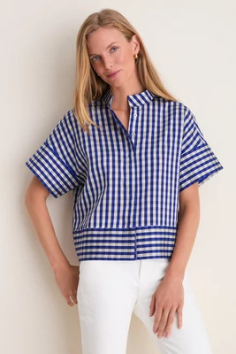 Ocean Gingham Sofia Stitch Shirt | Tuckernuck (US)