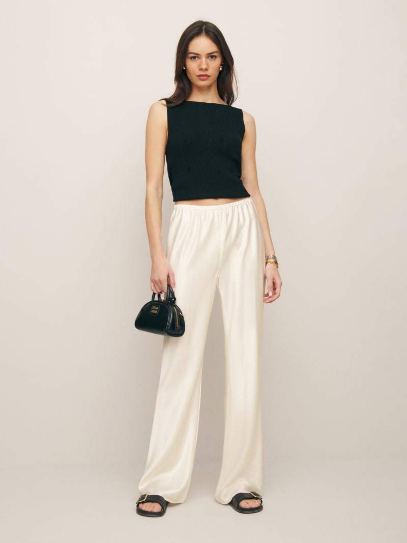 Gale Satin Mid Rise Bias Pant | Reformation (Global)