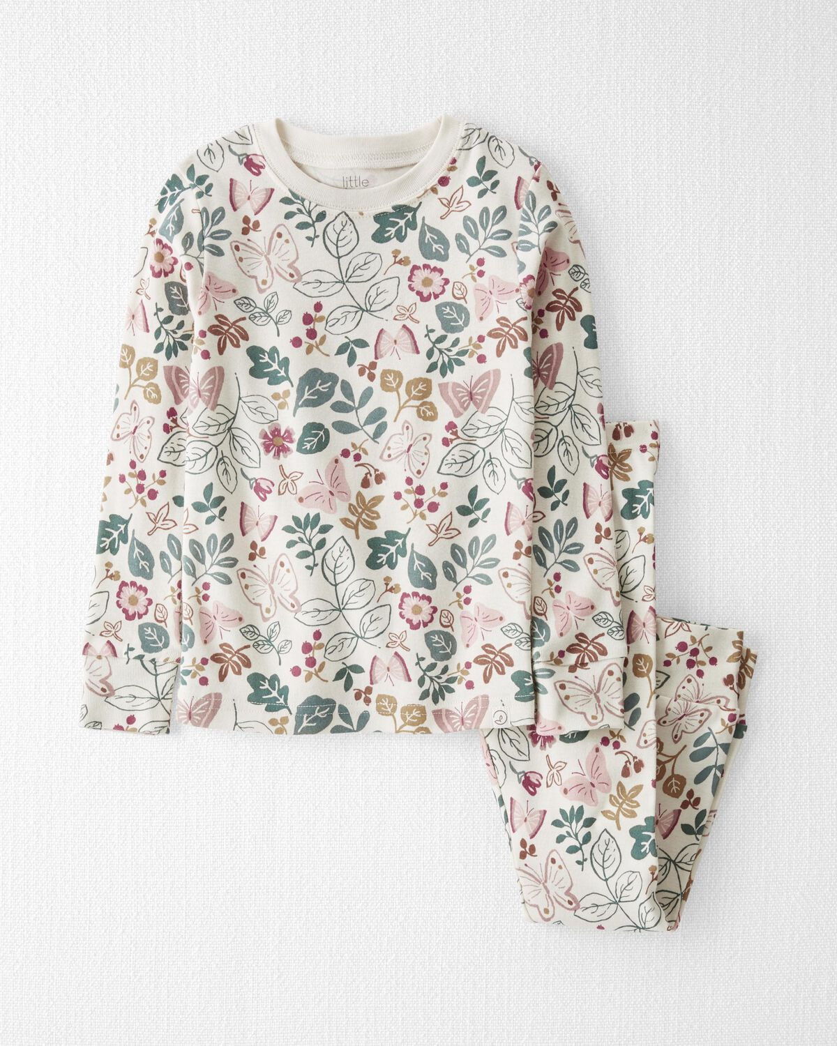 Botanical Butterflies on Sweet Cream Toddler Organic Cotton Pajamas Set | carters.com | Carter's