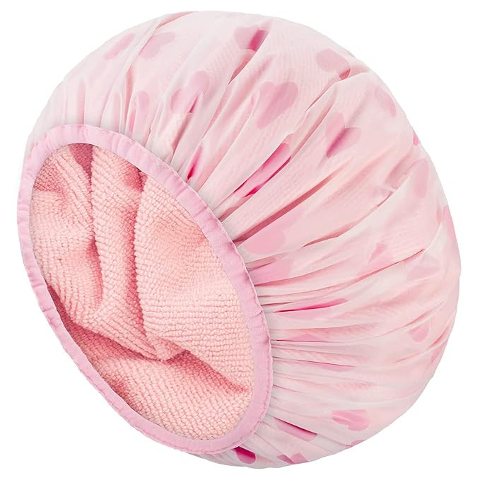 Auban Shower Cap, Shower Cap for Women Terry Cloth Lined EVA Exterior Reusable Double Layer Water... | Amazon (US)