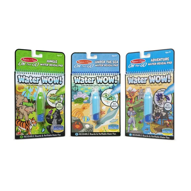 Melissa & Doug On the Go Water Wow! Reusable Color with Water Activity Pad 3-Pack - Jungle, Under... | Walmart (US)