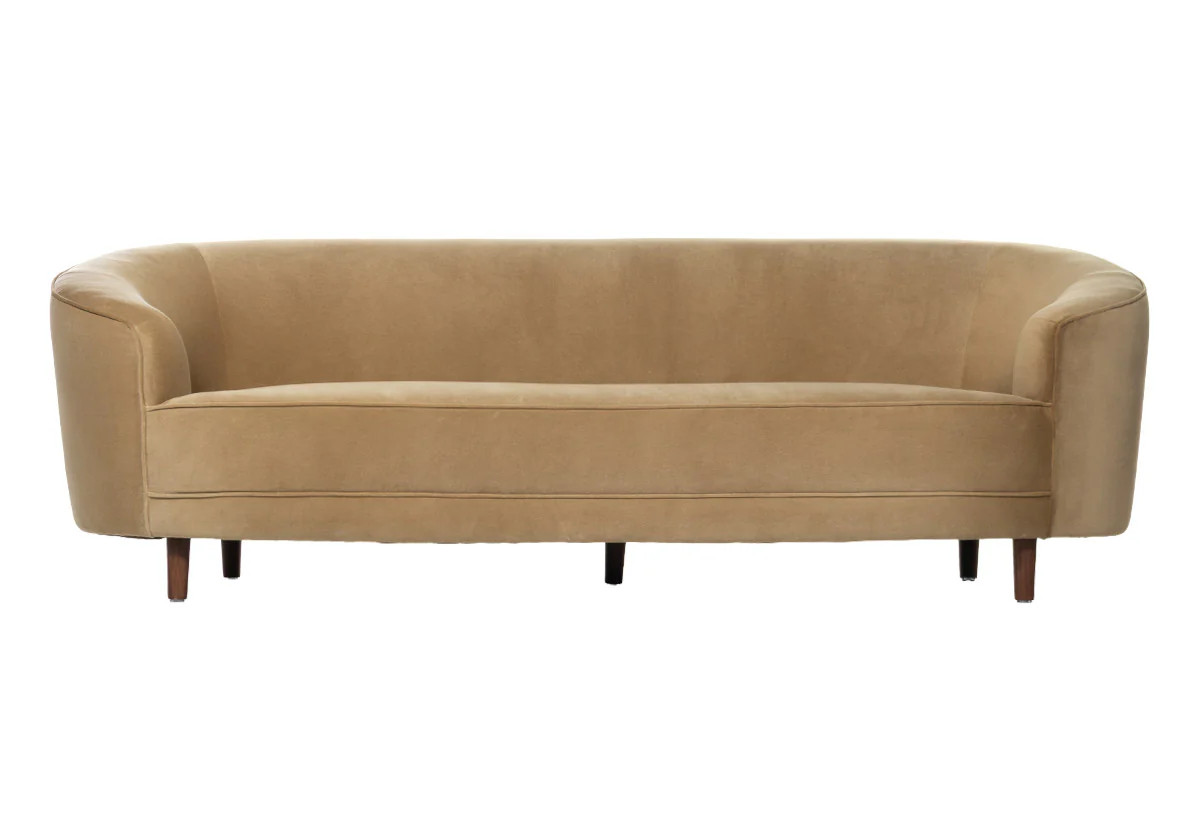COLETTE CURVED SOFA | Camel Velvet | Alice Lane Home Collection