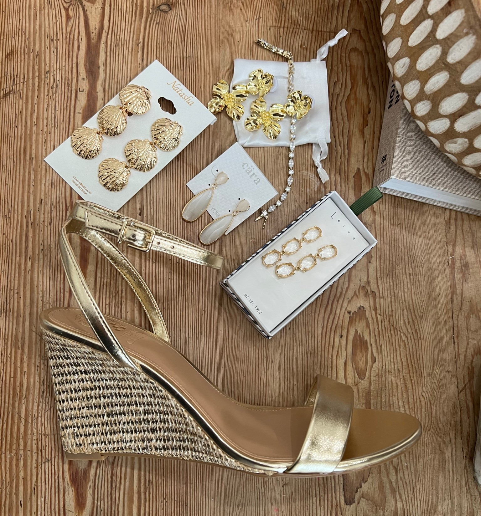 Nordstrom Rack with the gold accessories 