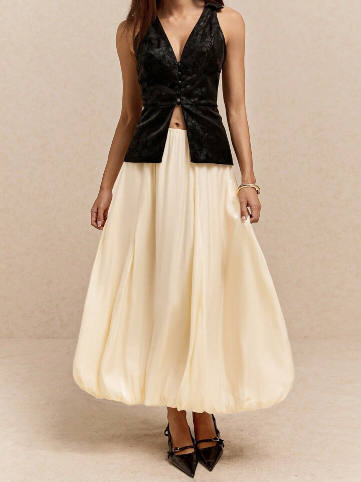 Poéselle Women's Autumn Gold Glitter Party Balloon Long Skirts, Bubble Party Skirts, Bubble Skirts, Party Skirts, Summer, Autumn Women's Dresses, Homecoming Season Dresses, Party Women's Dresses, Halloween Costumes, Pre-Wedding Parties, Wedding Guests, Poeselle | SHEIN