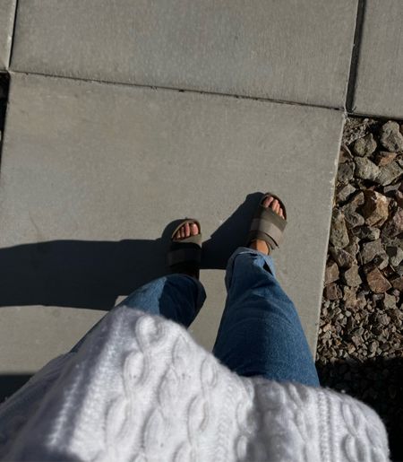 Desert winter/spring uniform!! Relaxed jeans, oversized sweater, slides! 

Jeans are Abercrombie. I get the curve love for a more comfortable fit. I got my true size in these! Could’ve gone with a longer inseam, I’m 5’8” - the regular length works great too though! 

#LTKSeasonal #LTKstyletip #LTKworkwear
