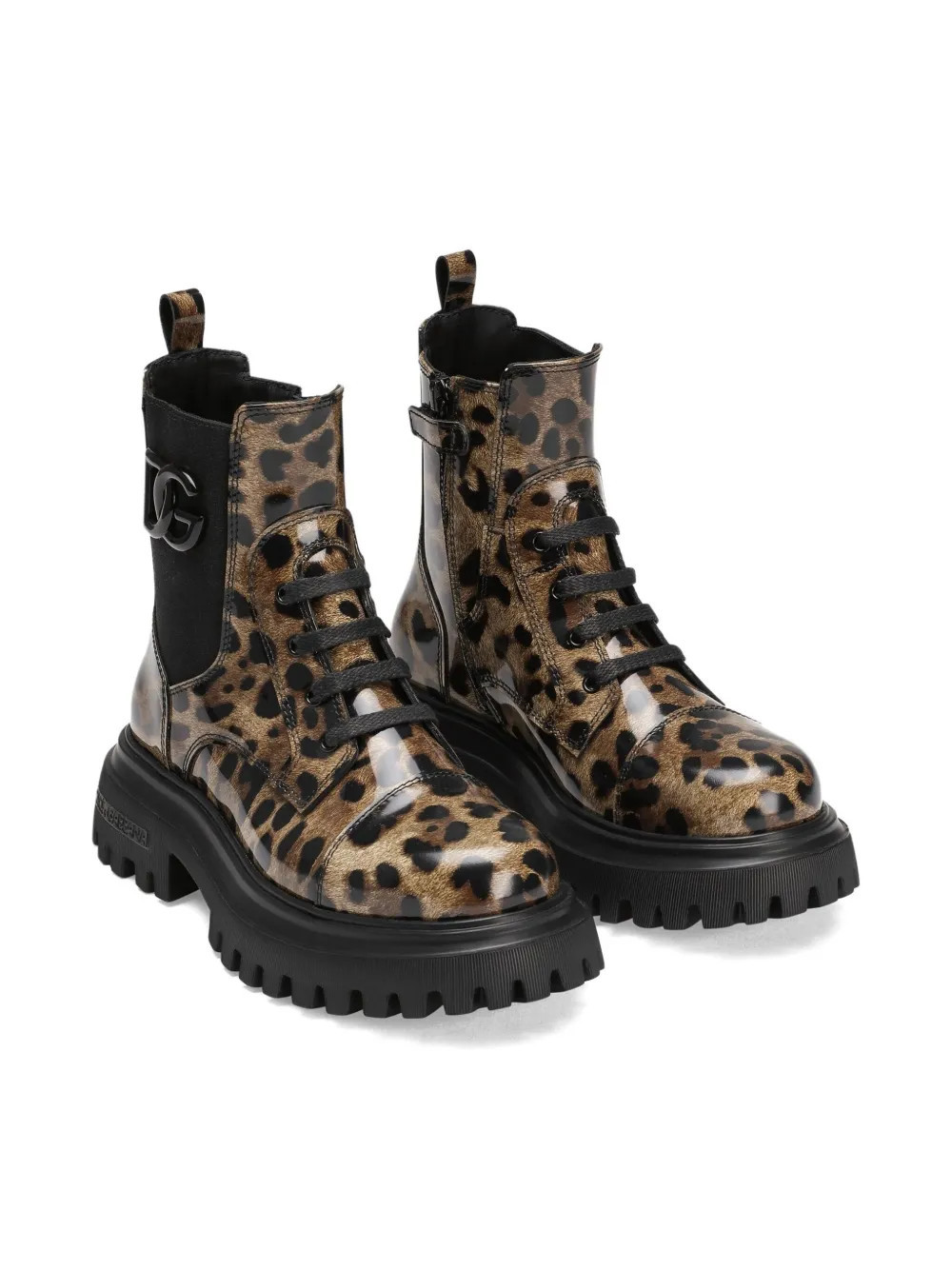 Dolce & Gabbana Kids leopard-print lace-up boots - Brown | Farfetch Global