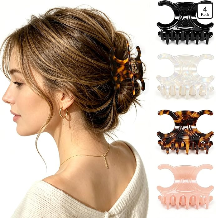 Acetate Butterfly Hair Clips, Medium Hair Claw Clips, 4 Pack (2.76x1.66in) | Amazon (US)