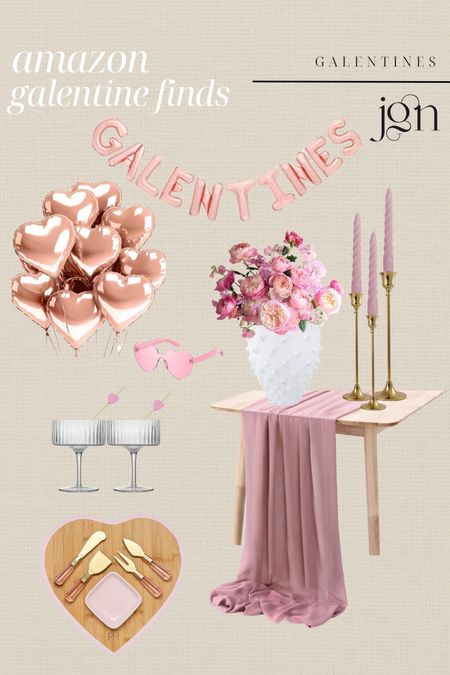 Valentines Galentine party #galentines #valentines #pinkparty #heartballoons #heartservingboard #charcuterie #valentinestablesetting #galentinestablescape #pinkrunner #amazon  

#LTKhome #LTKSeasonal #LTKunder50