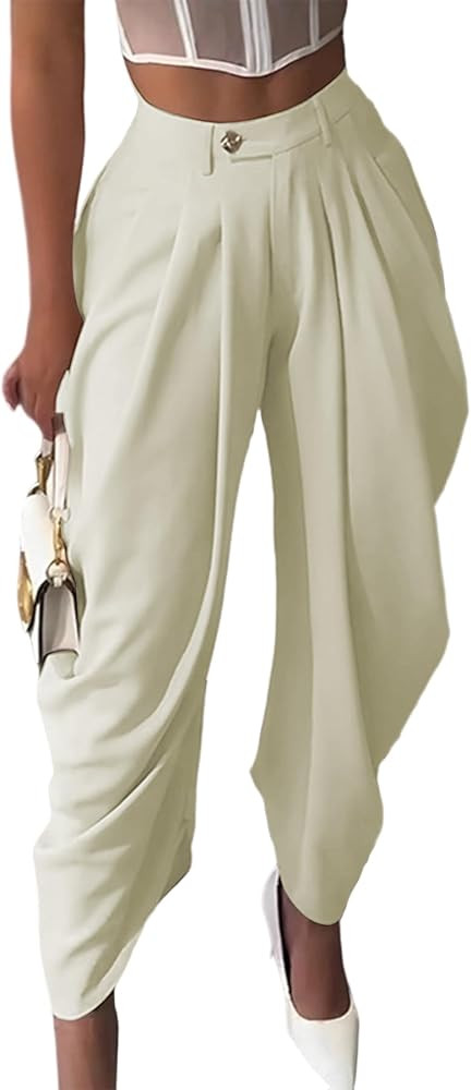 Unybwonn Women's Dress Slacks Pants Casual Pleated Business Work Pants Wide Leg High Waisted Pala... | Amazon (US)
