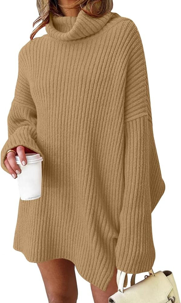 LILLUSORY Womens Turtleneck Oversized Long Sweater Dress 2024 Plus Size Tunic Pullover Knit Fall ... | Amazon (US)