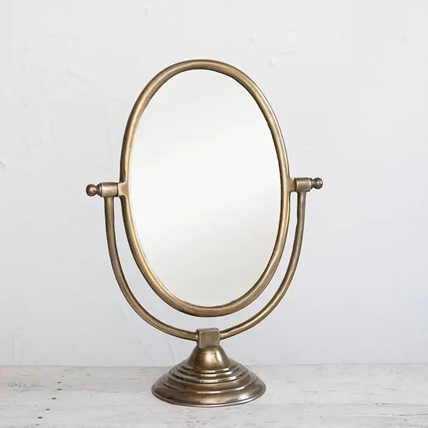 Oval Vanity Mirror On Swivel Stand | Antique Farm House