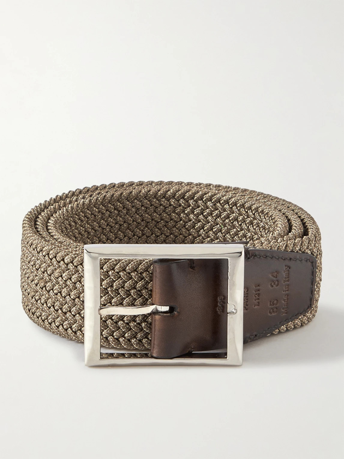 Berluti leather-trimmed woven belt