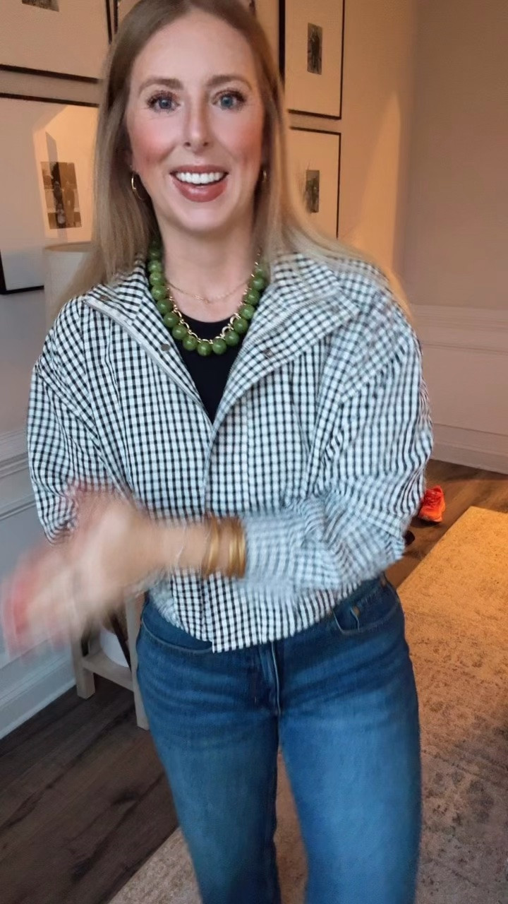 Outfit of the day, ootd, amazon jacket, bra free tank, free assembly kick flare jeans, Steve Madden gold sneakers, green beaded necklace

#LTKootd
