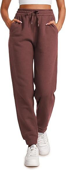 CRZ YOGA Cotton Fleece Lined Sweatpants Women High Waisted Warm Casual Lounge Jogger Pants with Pock | Amazon (US)