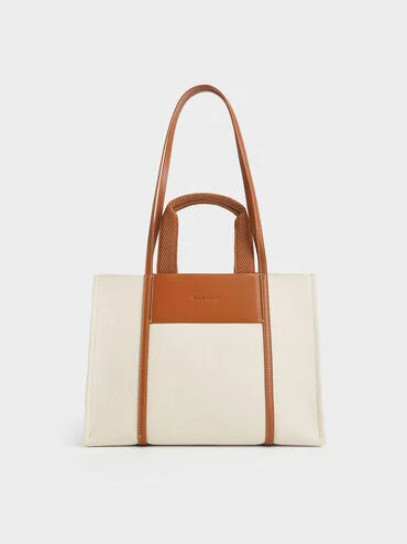 Cognac Shalia Canvas Tote Bag | CHARLES & KEITH | Charles & Keith EU