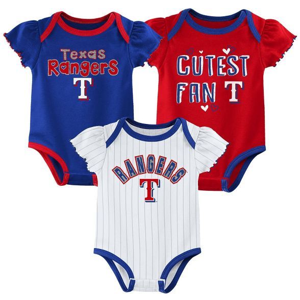 MLB Texas Rangers Baby Girls' 3pk Bodysuit Set | Target