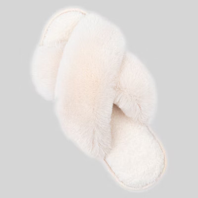 RockDove Women's Adeline Cross-Band Faux Fur Slipper. | Target