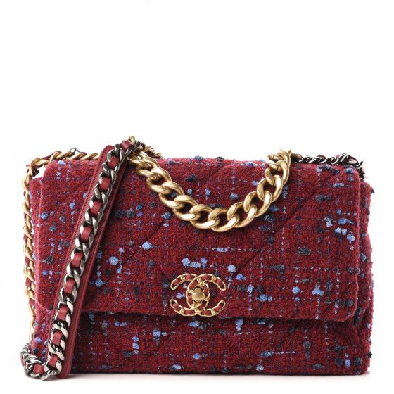 CHANEL

Tweed Quilted Large Chanel 19 Flap Red Blue Grey | Fashionphile