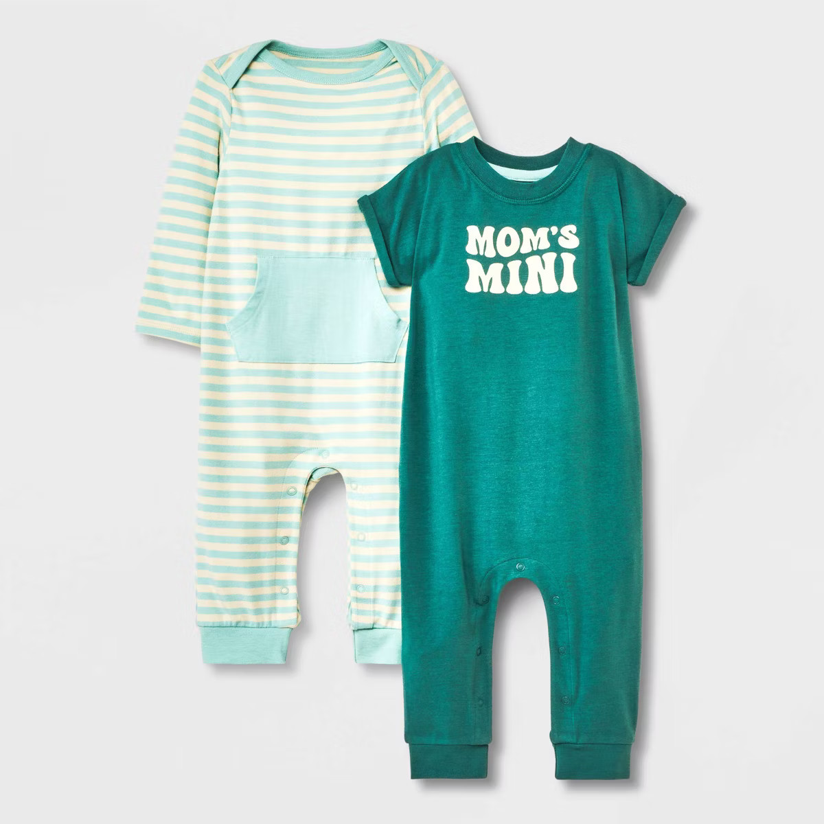 Baby 2pk Mama Romper Set - Cat & Jack™ Turquoise Green 3-6M | Target