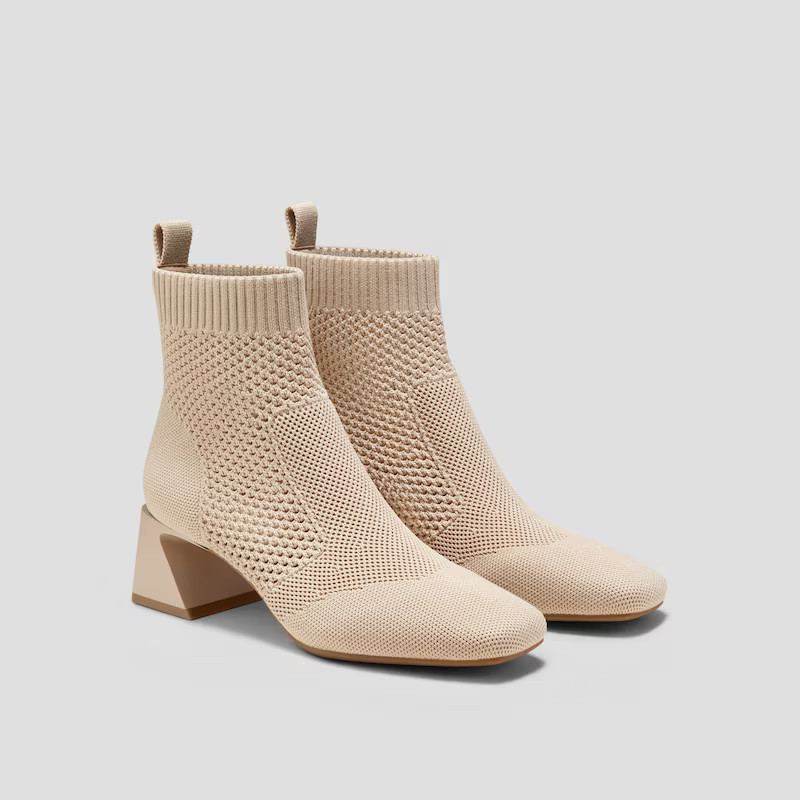 Square-Toe Perforated Heeled Boots (Melissa) | VIVAIA
