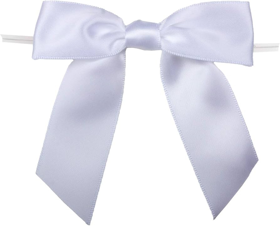 7Rainbows 30pcs Boutique 3.5" White Satin Ribbon Twist Tie Bows for Tying Up Packages Gift Wrappi... | Amazon (US)