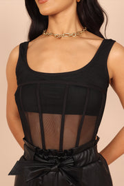 Zelda Mesh Corset Top - Black | Petal & Pup (US)