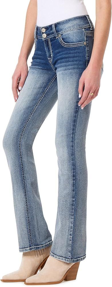WallFlower Women's Luscious Curvy Bootcut Mid-Rise Insta Stretch Juniors Jeans (Standard and Plus... | Amazon (US)