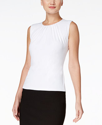 Pleat Neck Sleeveless Top, Regular and Petite Sizes | Macy's