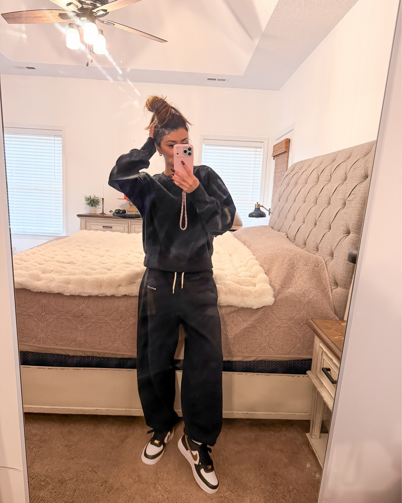 Today’s OOTD. Women’s comfortable outfit. Black sweatshirt and sweatpants set. Black and white with gold pandas. TTS for both. 

#LTKActive #LTKPetite #LTKootd