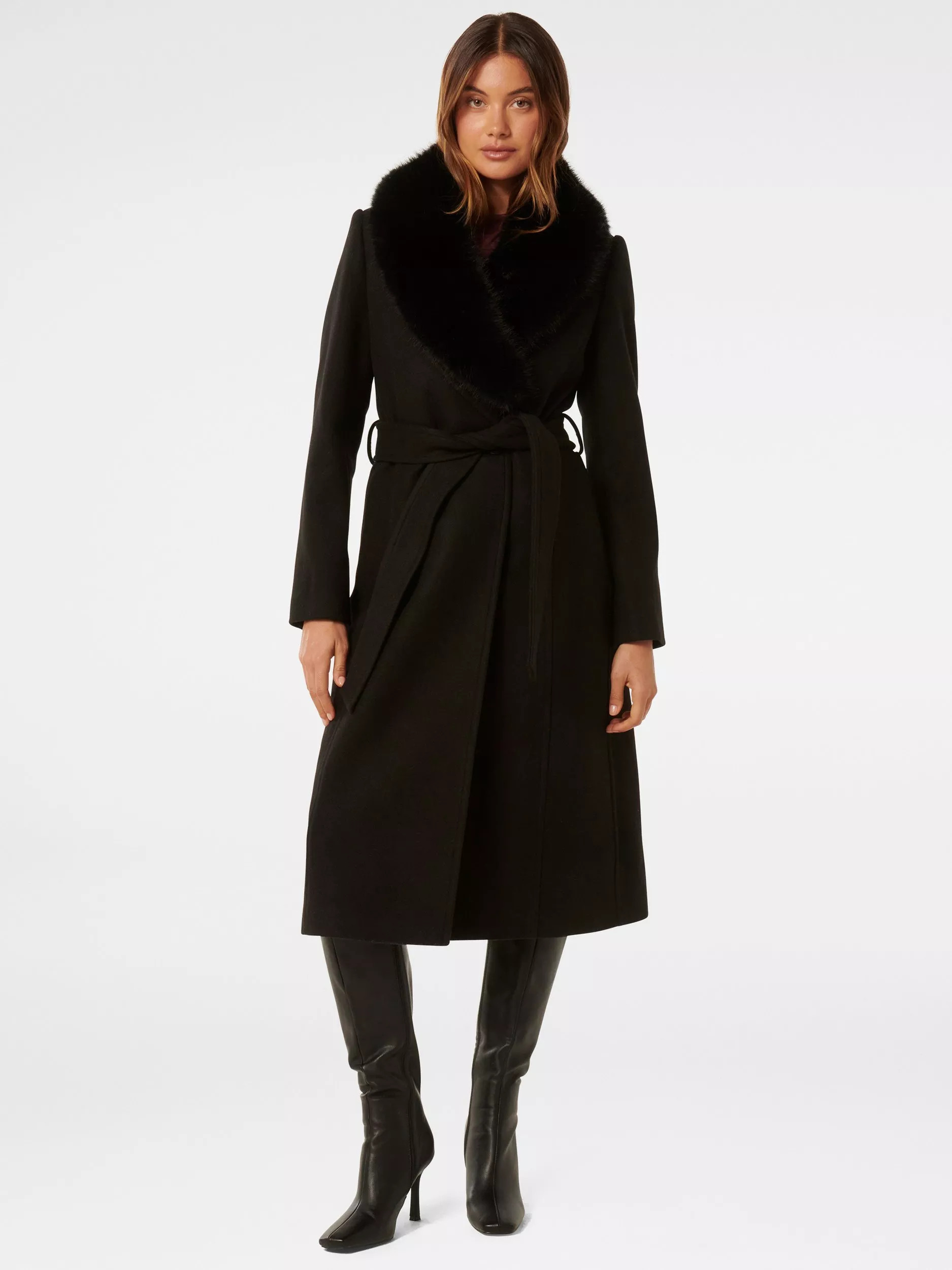 Forever NewMonica Faux Fur Collar Wrap Coat | John Lewis (UK)