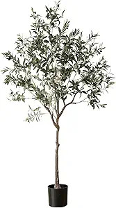 Apeair Artificial Olive Tree, Tall 6.3Feet Fake Potted Olive Silk Tree with Planter, Large Faux H... | Amazon (US)