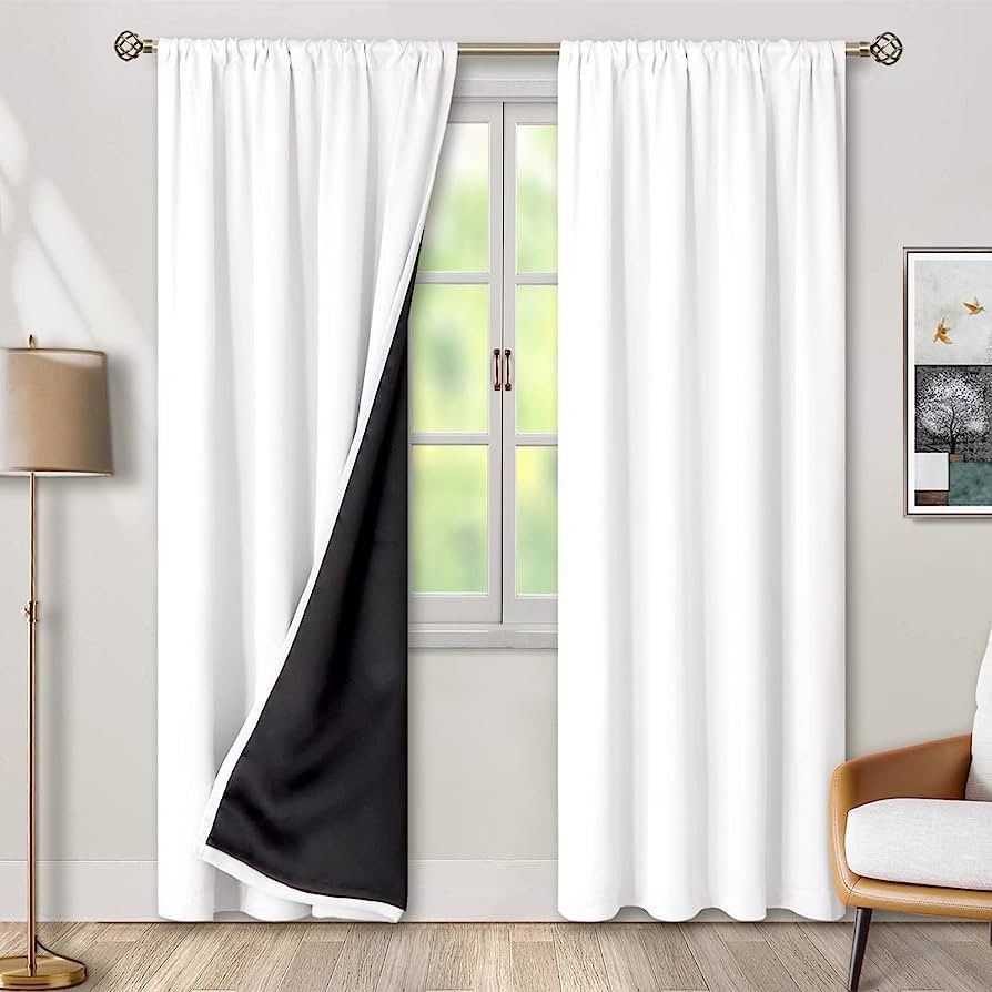 BGment Thermal Insulated 100% Blackout Curtains 108 Inches Long for Bedroom with Black Liner, Dou... | Amazon (US)