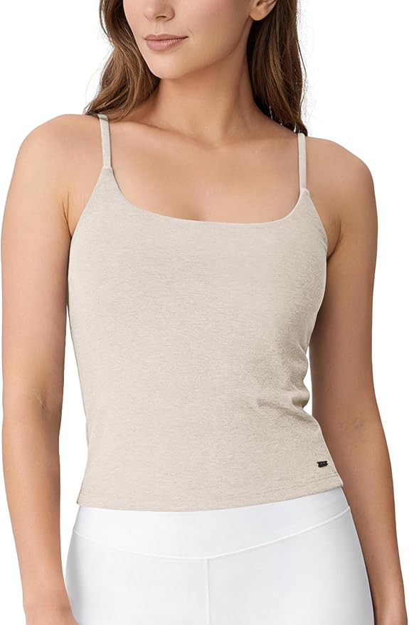 ODODOS Women's Performance Crop Cami Tank with Built-in Bra - Ultra Soft odSTRATUM Tech Spaghetti... | Amazon (US)