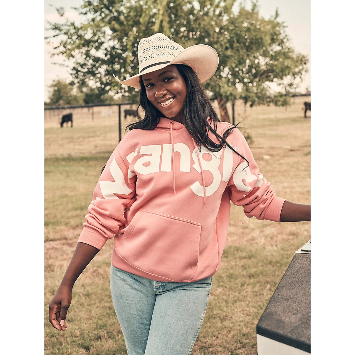Women's Wrangler Bold Logo Hoodie in Strawberry Pink | Wrangler