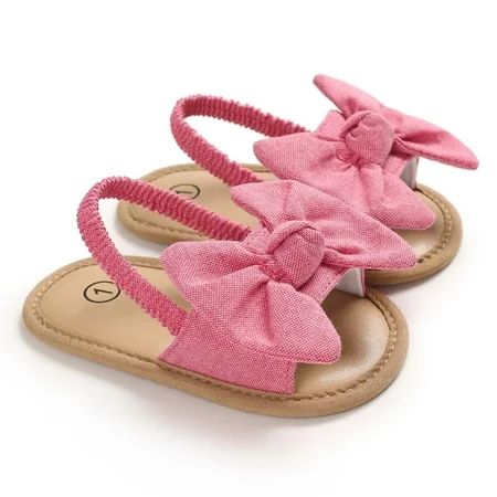 Baby Girls Summer Sandals with Flower Soft Sole Newborn Toddler First Walker Crib Dress Shoes | Walmart (US)