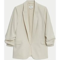 Womens M&S Collection Ruched Sleeve Blazer, Beige | Marks and Spencer US