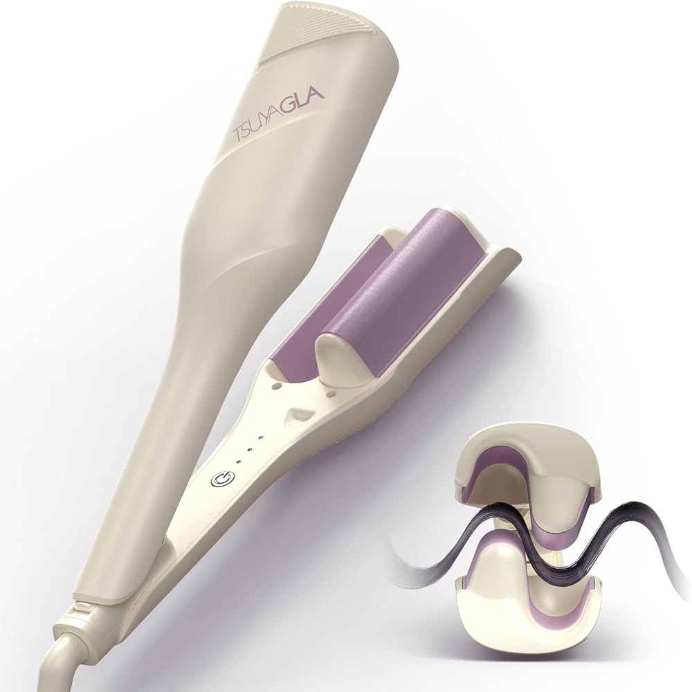 Hair Waver Crimper - TSUYAGLA 1.42 Inch Beach Waves Curling Wand, 2 Barrel Ionic Deep Waver Hair ... | Amazon (US)