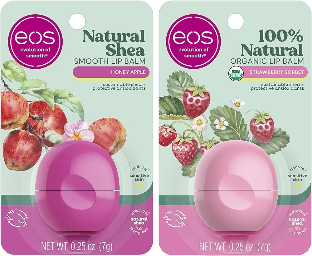 eos 100% Natural & Organic Lip Balm Strawberry Sorbet and Honey Apple, Dermatologist Recommended,... | Amazon (US)