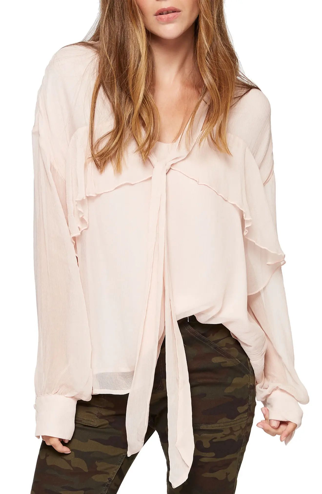 Lily Ruffle Tie Neck Blouse | Nordstrom