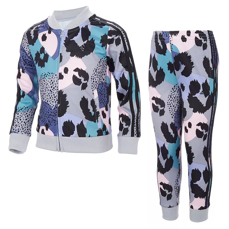Girls 4-6X Adidas Printed Tricot Track Jacket & Pants Set, Girl's, Silver | Kohl's