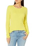 Amazon Essentials Women's Lightweight Long-Sleeve Cable Crewneck Sweater, Bright Yellow, X-Small | Amazon (US)