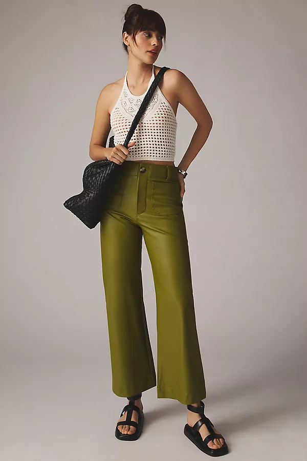 The Colette Cropped Wide-Leg Faux Leather Pants | Anthropologie (US)