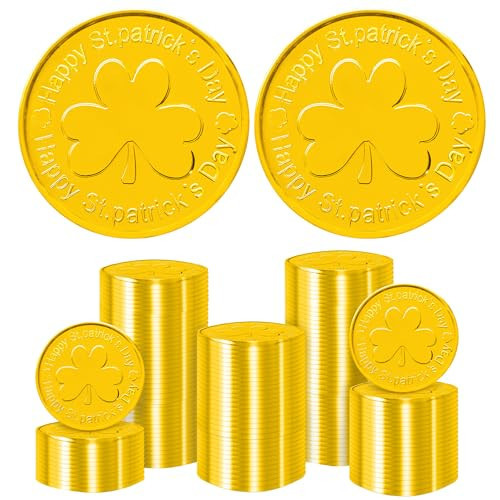 Yoblink Gold Coins St Patricks Day,Gold Coins Plastic, Shamrock St Patricks Day Coins,100Pcs Gold Plastic Coins | Amazon (US)