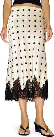 Carolina Lace Trim Silk Midi Skirt | Nordstrom