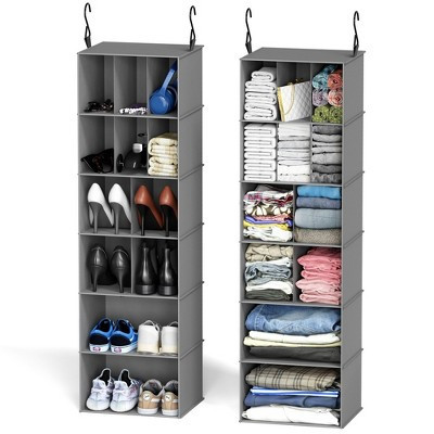 2 Pack 7 Shelf Hanging Closet Organizer and Storage with Dividers ,Efficient shoe storage for closets,Gray | Target